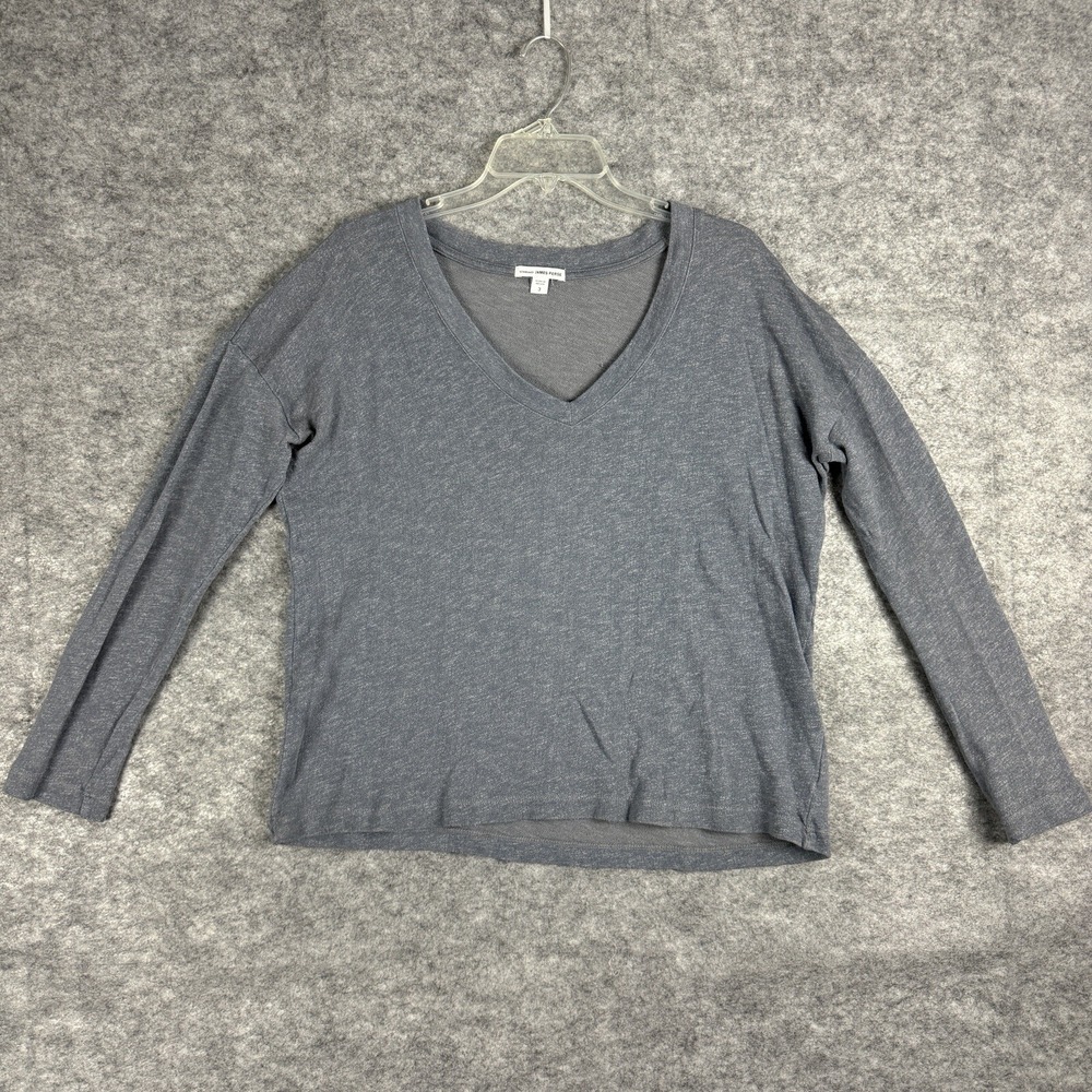 Standard‎ James Perse Shirt Womens 3 Large Gray V Neck Long Sleeve Casual Knit